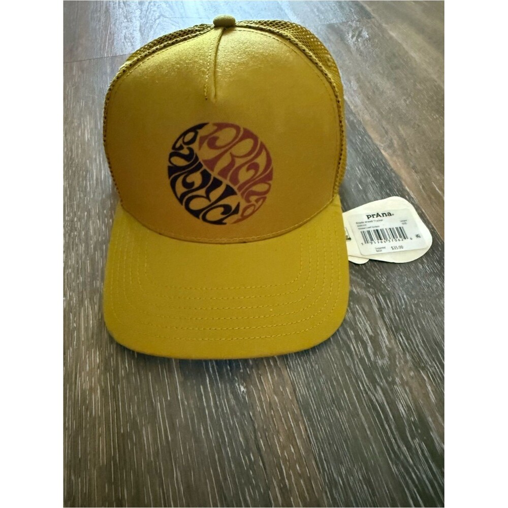 Prana Mustard Yellow Mesh-Back Logo Trucker Hat